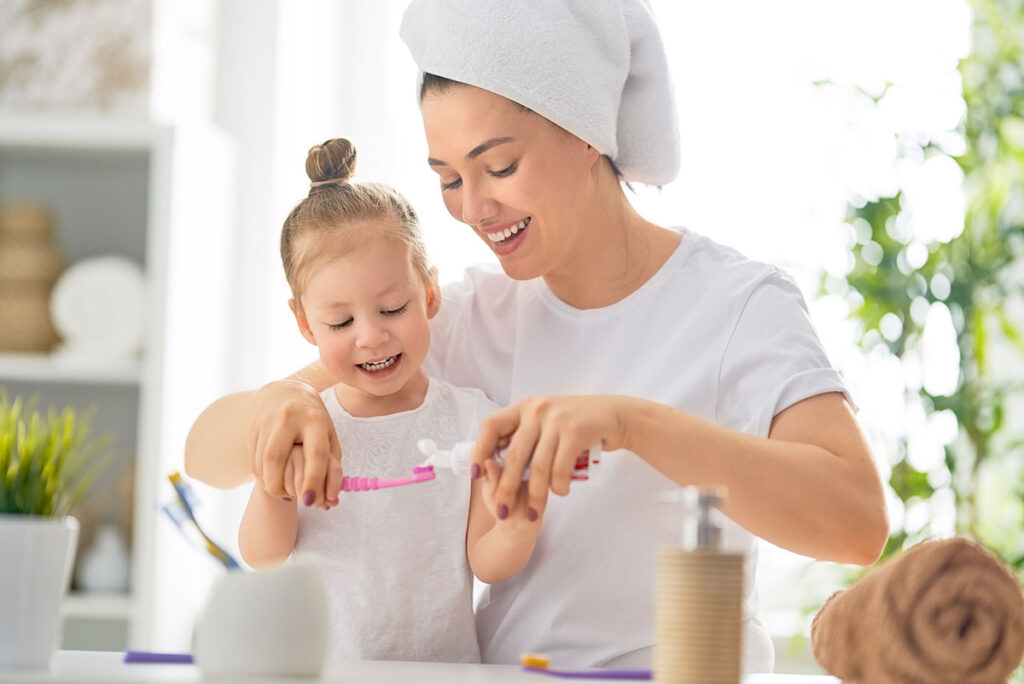 Family Brushing Teeth